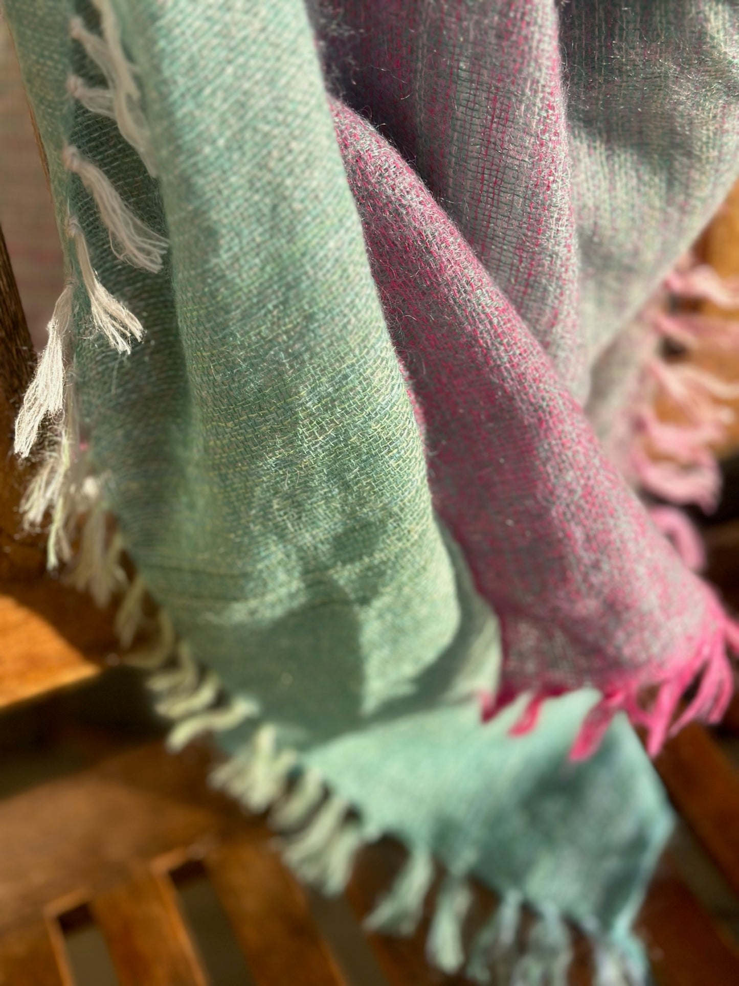 Woven-seegrün/pink