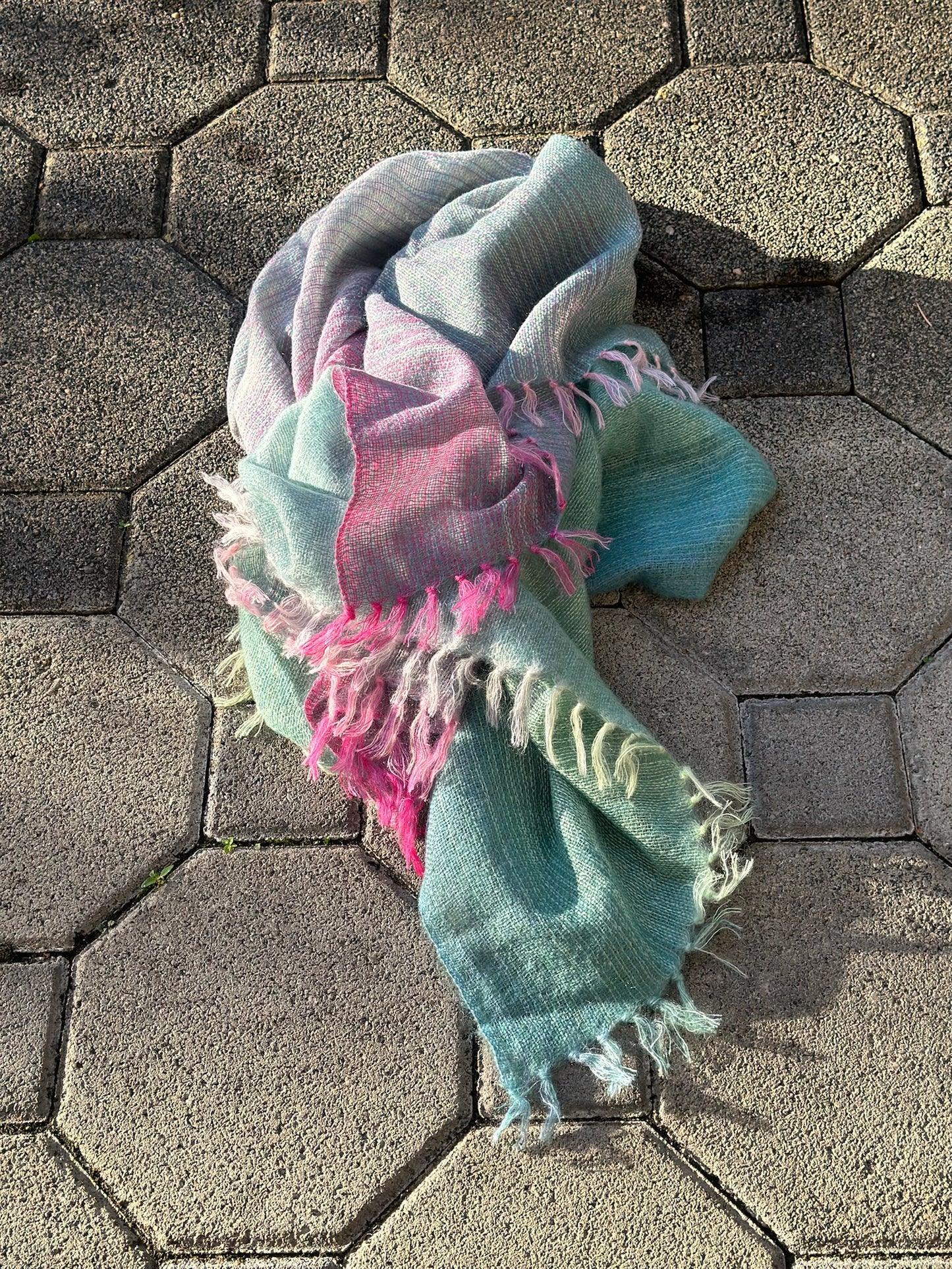 Woven-seegrün/pink