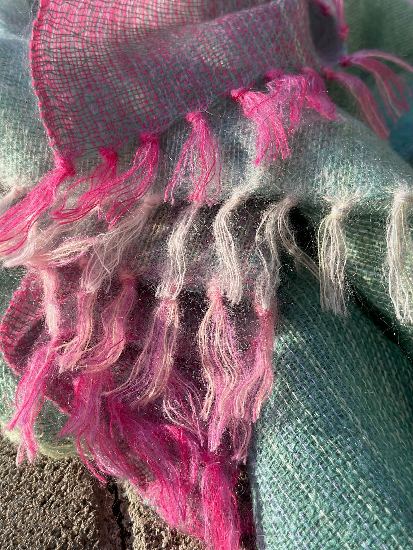 Woven-seegrün/pink