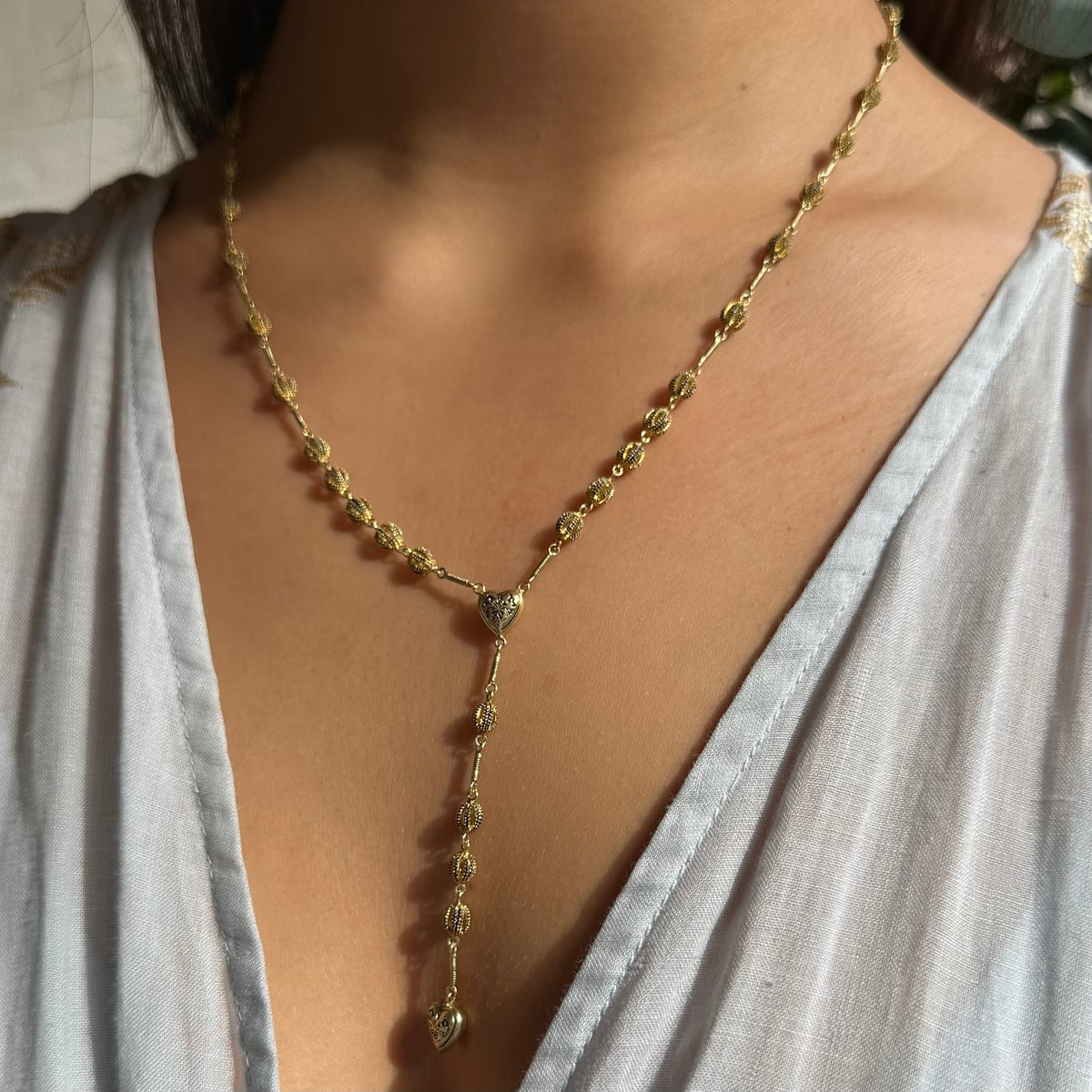 Rosary Hearts Necklace – Marie Laure Chamorel